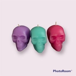 💀Decorative 3 Colorful Skull Candles for Halloween 🎃